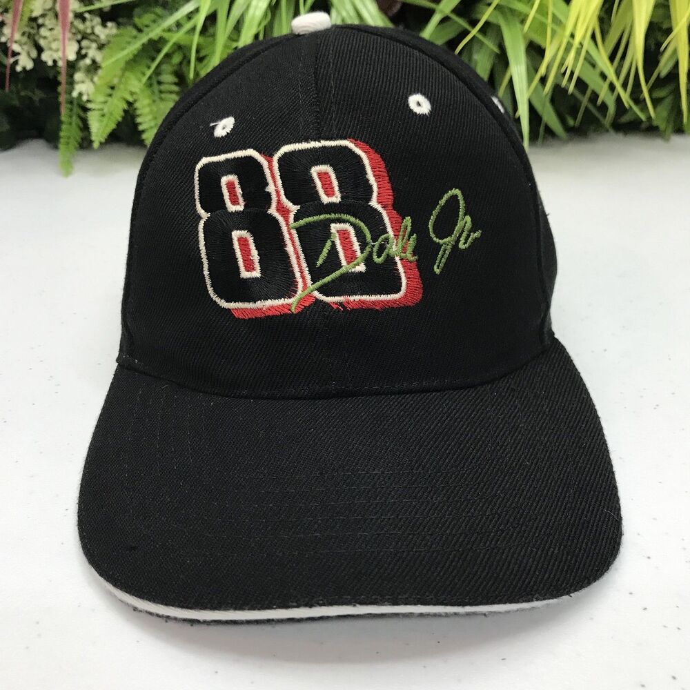 Dale Earnhardt Jr Hat Cap Strap Back Mens Black Red NASCAR Racing 88 Embroidered